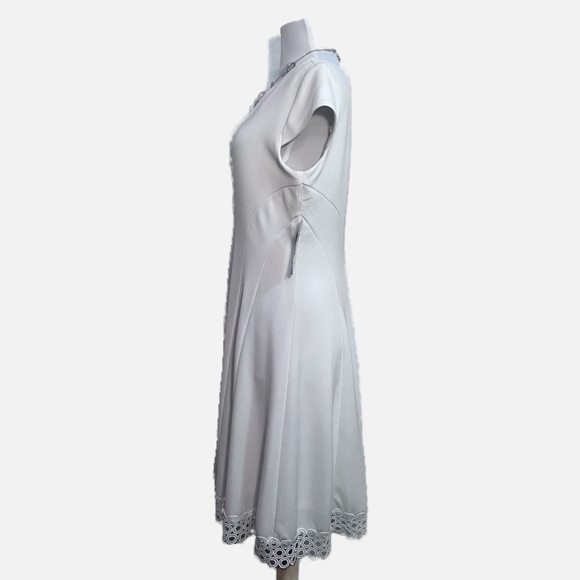 NWT Sandra Darren Ivory Scuba Crepe Knit Dress Size 10 Necklace Sold Separately - Picture 3 of 14